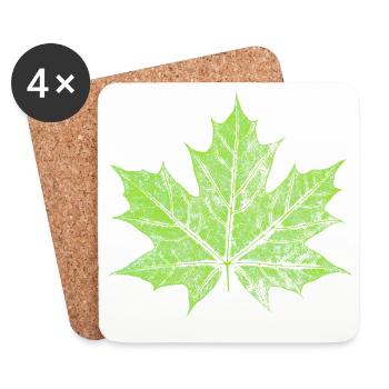 Maple Leaf - GREEN - Natural / Forest Design - Coasters (set of 4) - white - Front