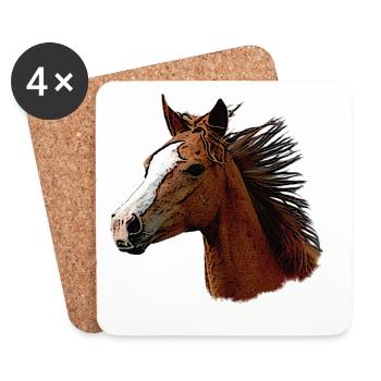 Cheval face de côté, beaux chevaux - Dessous de verre (lot de 4) - blanc - Devant