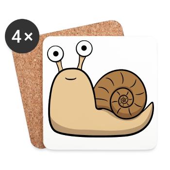 Cute Little Snail with House Cartoon - Coasters (set of 4) - white - Front