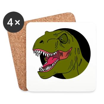 Tyrannosaurus Rex Dinosaurier - Untersetzer (4er-Set) - Weiß - Vorne