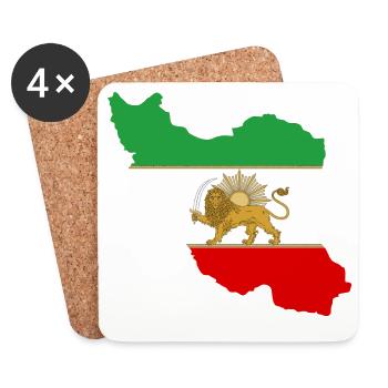 Iran Flag Lion and Sun - شیر خورشید پرچم - Coasters (set of 4) - white - Front