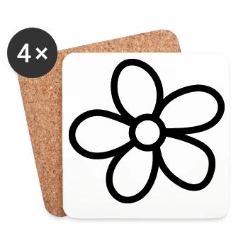Bloom fleur fleurit peu naturellement - Dessous de verre (lot de 4) - blanc - Devant