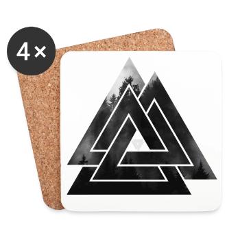 Valknut Wikinger Symbol - Untersetzer (4er-Set) - Weiß - Vorne