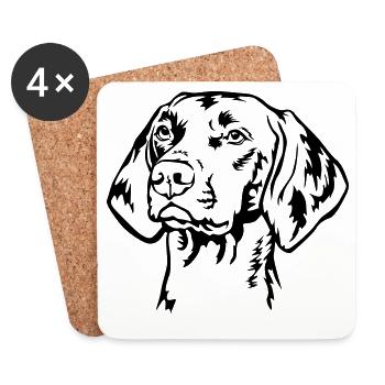 Tête de Magyar Vizsla - Dessous de verre (lot de 4) - blanc - Devant