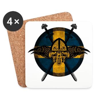 Wikinger Viking Schweden Flagge Raben Design - Untersetzer (4er-Set) - Weiß - Vorne