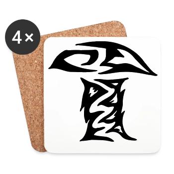 Pilztribal Pilz Tribal einfach - Untersetzer (4er-Set) - Weiß - Vorne