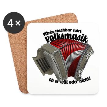 Mein Nachbar hört Volksmusik / Dunkel | ZiachON! - Untersetzer (4er-Set) - Weiß - Vorne