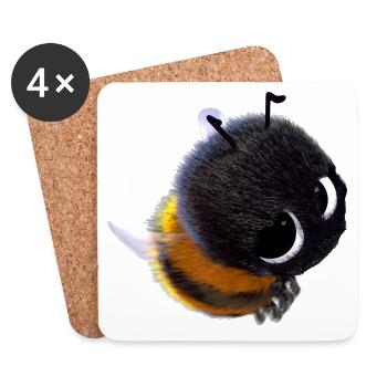 Hugo die Hummel - Untersetzer (4er-Set) - Weiß - Vorne