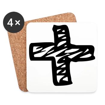 Plus Zeichen Kreuz Symbol Minimalist Design - Untersetzer (4er-Set) - Weiß - Vorne