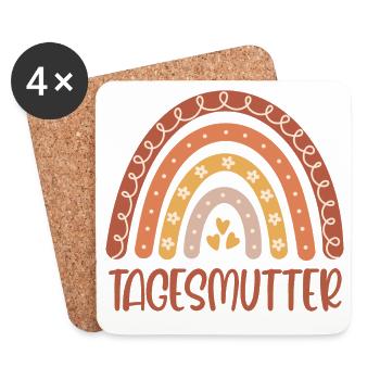 Tagesmutter Regenbogen - Untersetzer (4er-Set) - Weiß - Vorne