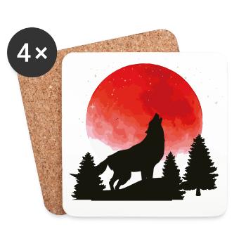Wolfsruf am roten Mond - Untersetzer (4er-Set) - Weiß - Vorne