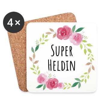 Super Heldin Feministin Muttertag Geschenk Blumen - Untersetzer (4er-Set) - Weiß - Vorne