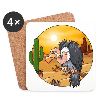 Un vautour impatient sur une branche dans le désert - Dessous de verre (lot de 4) - blanc - Devant