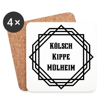 Kölsch Kippe Mülheim - Cooler Köln Spruch - Untersetzer (4er-Set) - Weiß - Vorne