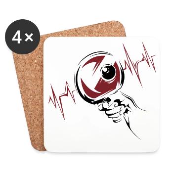 Heartbeat Pulse ECG Tennis de table Logo de tennis de table - Dessous de verre (lot de 4) - blanc - Devant