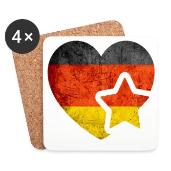 My heart for Germany - Vintage German flag - Coasters (set of 4) - white - Front
