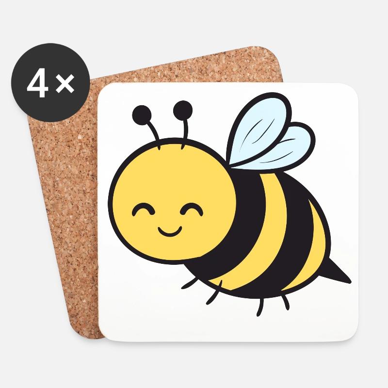 Biene Bienen - Untersetzer (4er-Set) - Weiß