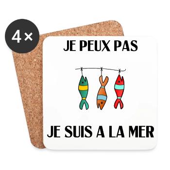 JE PEUX PAS. MER. VACANCES. VOYAGE. ETE. SOLEIL - Dessous de verre (lot de 4) - blanc - Devant