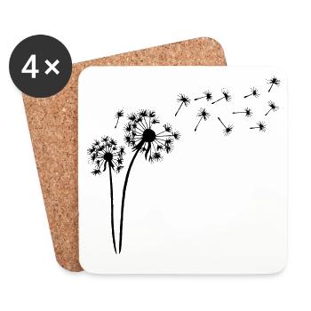 Black dandelion flower - Coasters (set of 4) - white - Front
