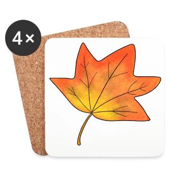 Feuille d’automne feuille d’érable - Dessous de verre (lot de 4) - blanc - Devant