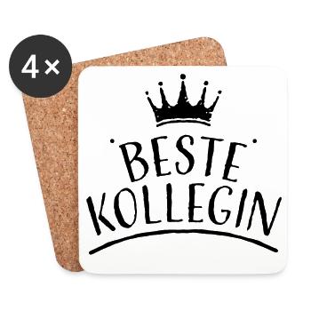 Krone beste kollegin schwarz Tshirt design - Untersetzer (4er-Set) - Weiß - Vorne