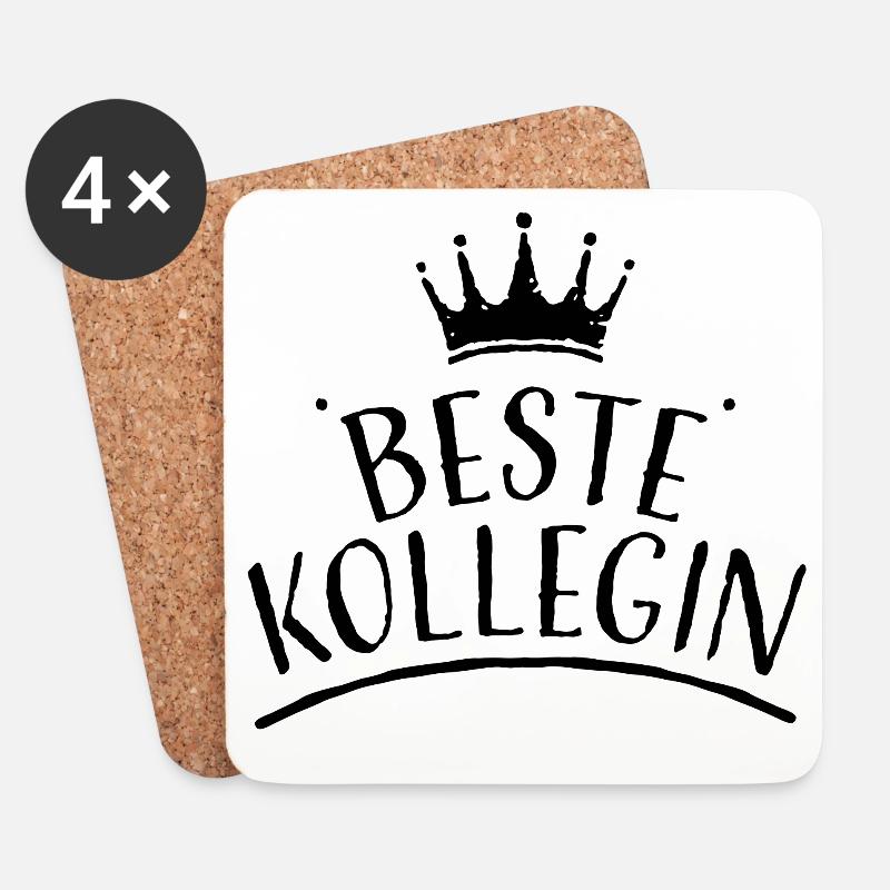 Krone beste kollegin schwarz Tshirt design - Untersetzer (4er-Set) - Weiß
