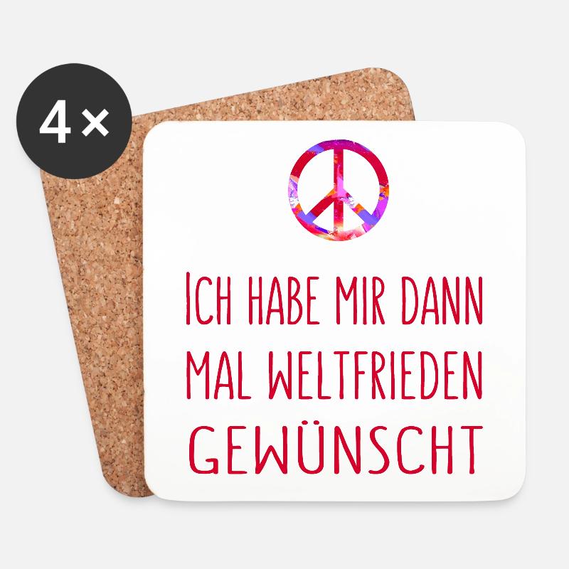 Ich habe mir dann mal Weltfrieden gewünscht - rot - Untersetzer (4er-Set) - Weiß