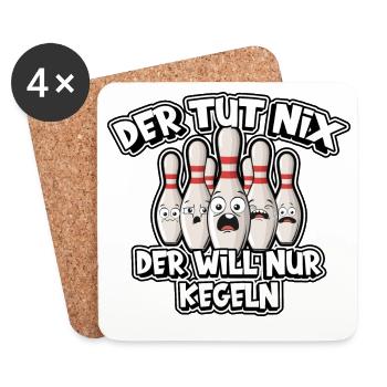 Der tut nix - der will nur kegeln - Untersetzer (4er-Set) - Weiß - Vorne