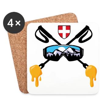 Savoie Ski und Savoyard Fondue Geschenk Haute Savoie - Untersetzer (4er-Set) - Weiß - Vorne