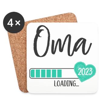 Oma Loading 2023 Herz Junge Werdende Großmutter - Untersetzer (4er-Set) - Weiß - Vorne