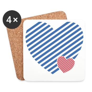 Double Heart - Design textile gift idea - Coasters (set of 4) - white - Front