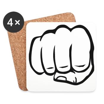 Faust geballte Faust fist bump cool Logo Symbol - Untersetzer (4er-Set) - Weiß - Vorne