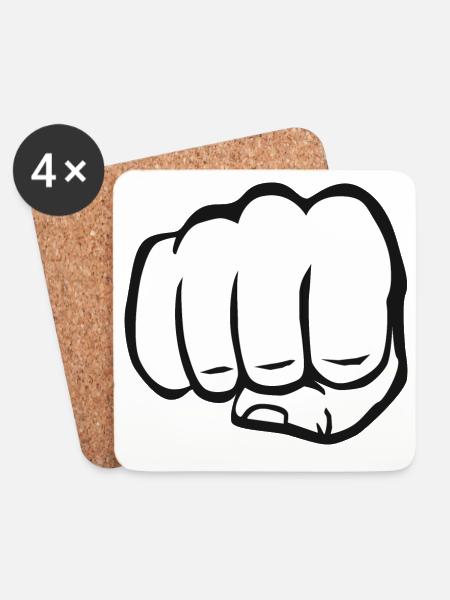 Faust geballte Faust fist bump cool Logo Symbol - Untersetzer (4er-Set) - Weiß