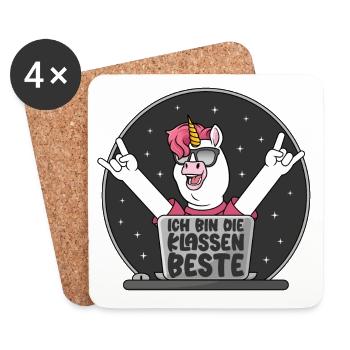 Einhorn PC Beste Schule Ich bin die Klassenbeste - Untersetzer (4er-Set) - Weiß - Vorne