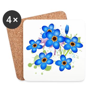 graffiti bleu vif oublie-moi-pas - Dessous de verre (lot de 4) - blanc - Devant