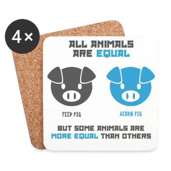 Feed Pig, Acorn Pig - Coasters (set of 4) - white - Front