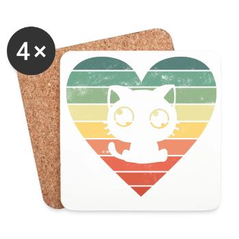 Chats Chats - Dessous de verre (lot de 4) - blanc - Devant