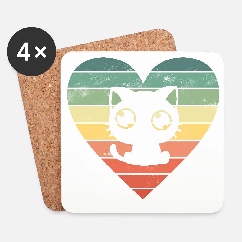 Katze Katzen - Untersetzer (4er-Set) - Weiß