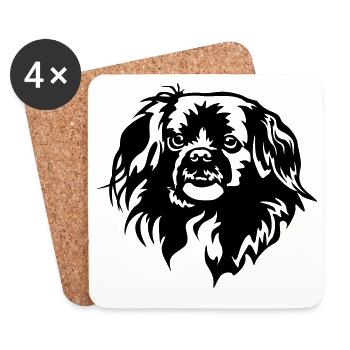Tibet Spaniel Kopf - Untersetzer (4er-Set) - Weiß - Vorne