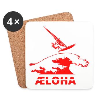 ÆLOHA Windsurfen in Dänemark - Untersetzer (4er-Set) - Weiß - Vorne