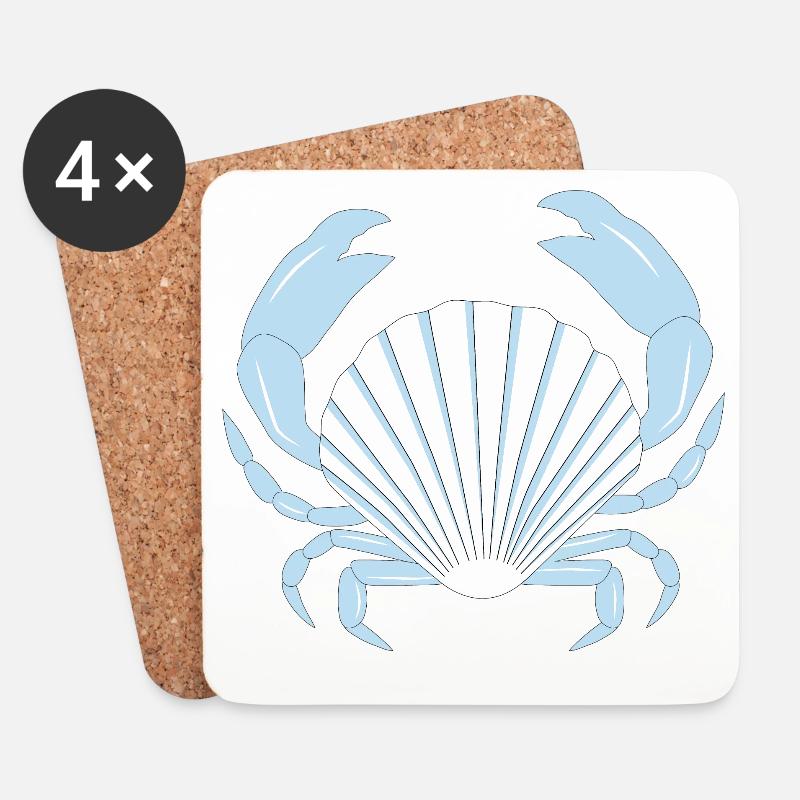 Crabe bleu - Dessous de verre (lot de 4) - blanc