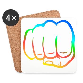 Clenched fist colorful fist bump cool logo symbol - Coasters (set of 4) - white - Front