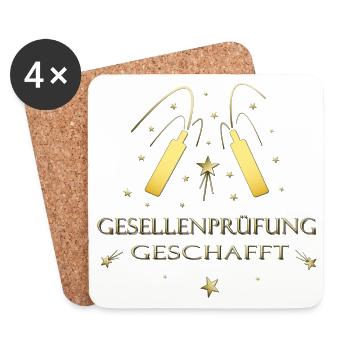 Gesellenprüfung Ausbildung Azubi Berufsabschluss - Untersetzer (4er-Set) - Weiß - Vorne