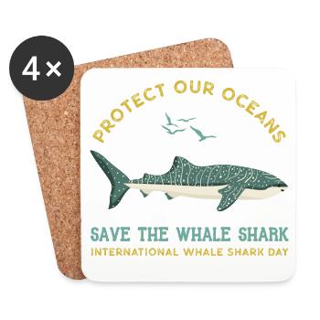 Save The Whale Sharks - Protect Our Oceans - Coasters (set of 4) - white - Front