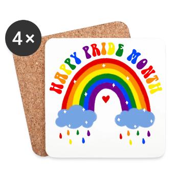 Happy Pride Month LGBT Regenbogen - Untersetzer (4er-Set) - Weiß - Vorne