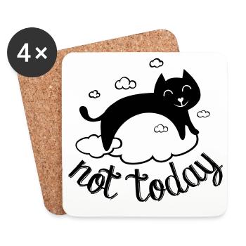 Not today, pas aujourd'hui ! humour drôle de chat - Dessous de verre (lot de 4) - blanc - Devant