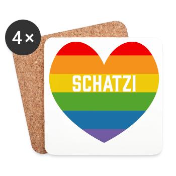 Regenbogenherz Schatzi LGBT lgbtqi queer - Untersetzer (4er-Set) - Weiß - Vorne