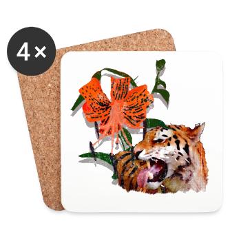 Tigerlilie - Untersetzer (4er-Set) - Weiß - Vorne