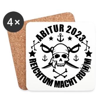 Abitur 2023 Piraten Design - Untersetzer (4er-Set) - Weiß - Vorne