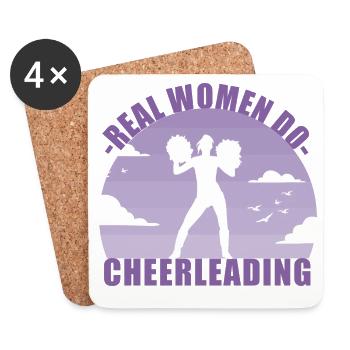 Cheerleading Cheerleader Mädchen Pompons Geschenk - Untersetzer (4er-Set) - Weiß - Vorne
